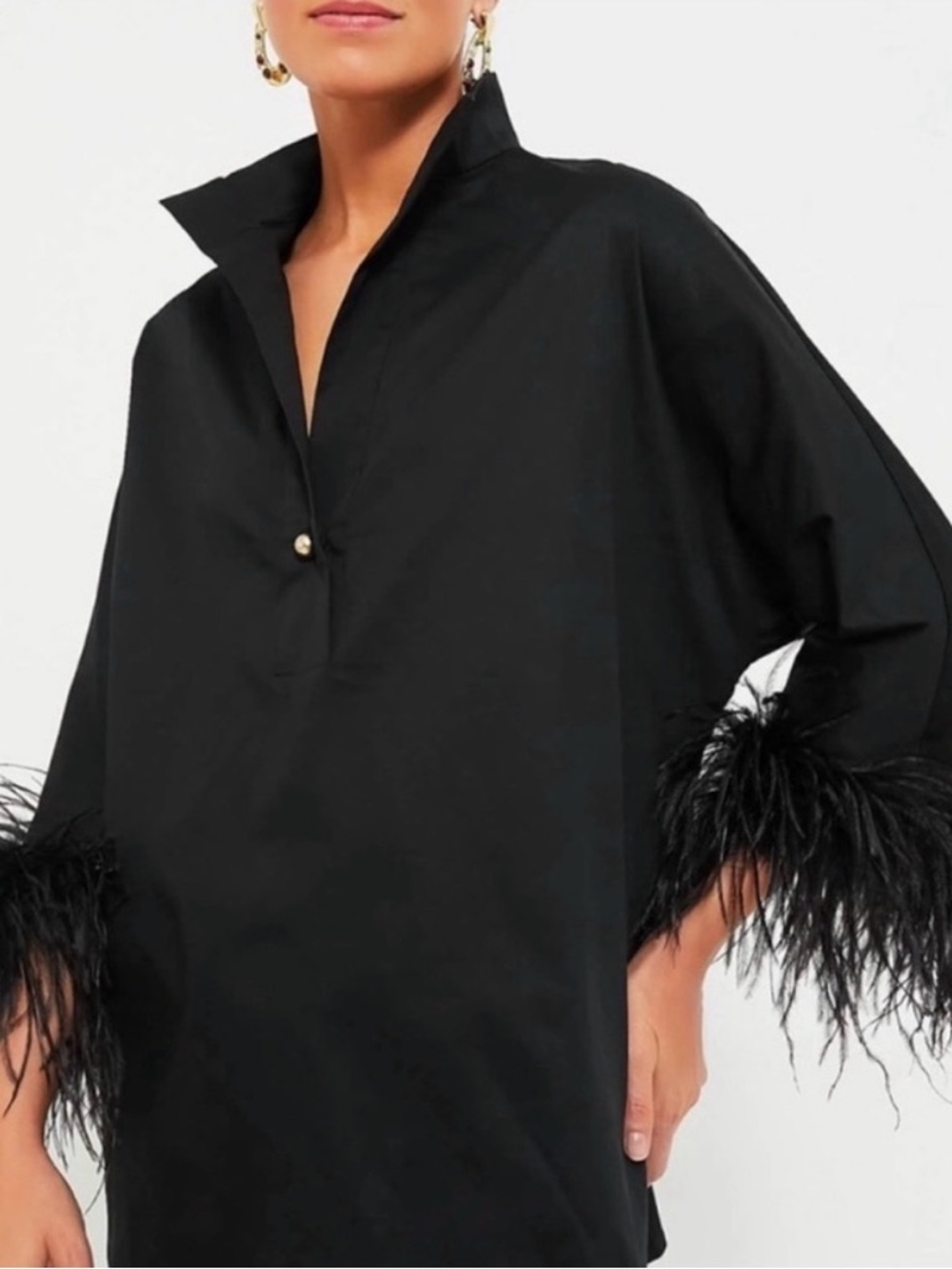 Tuckernuck Black Feather-Cuff Tunic